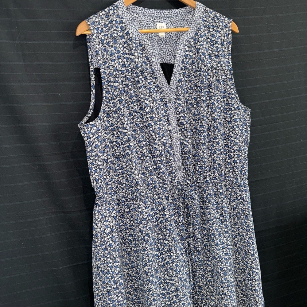 Gap womens blue floral sleeveless drawstring waist dress v neck size XXL - Picture 3 of 11
